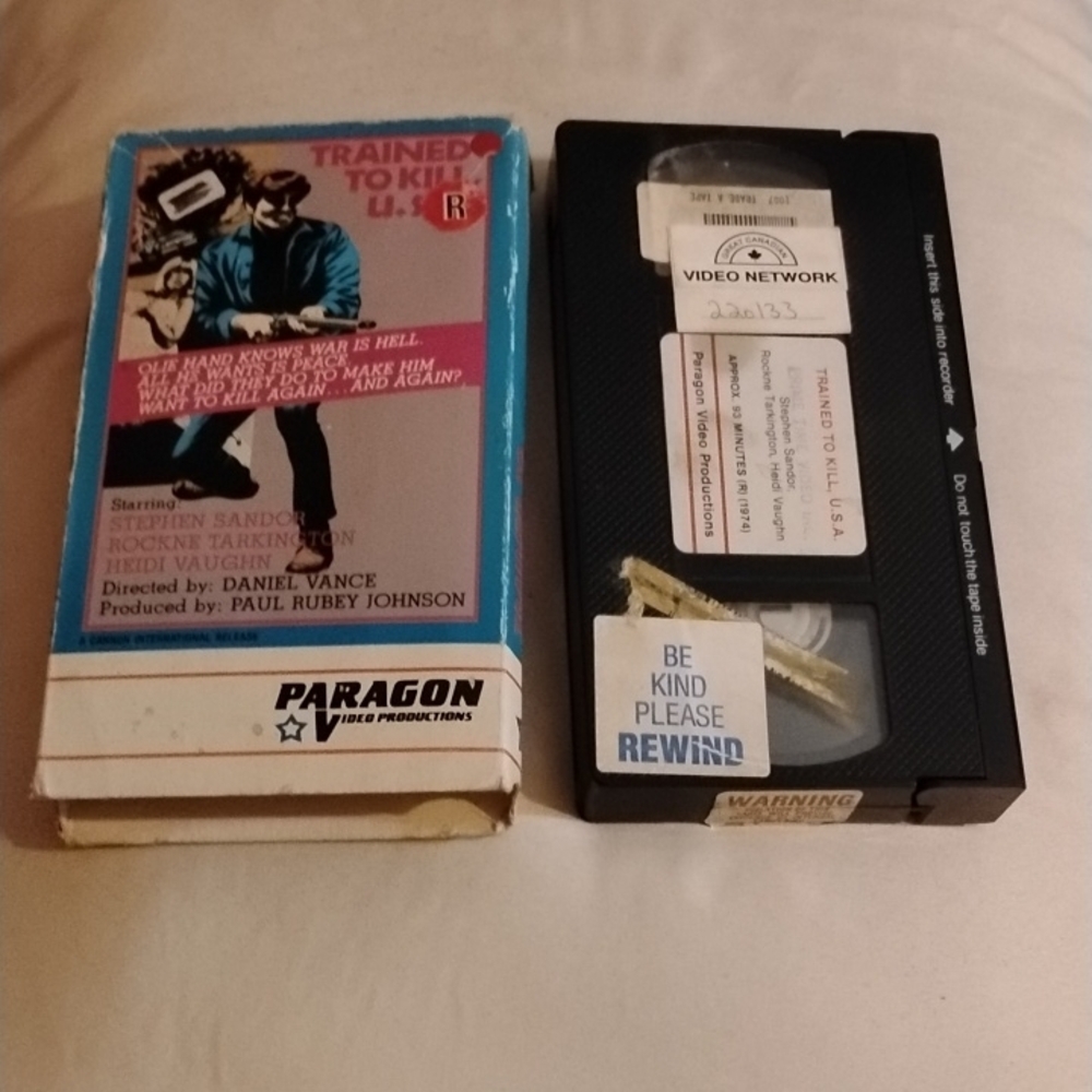 Vintage Rare Paragon VHS Tape - Trained to Kill U.S.A. Action Movie